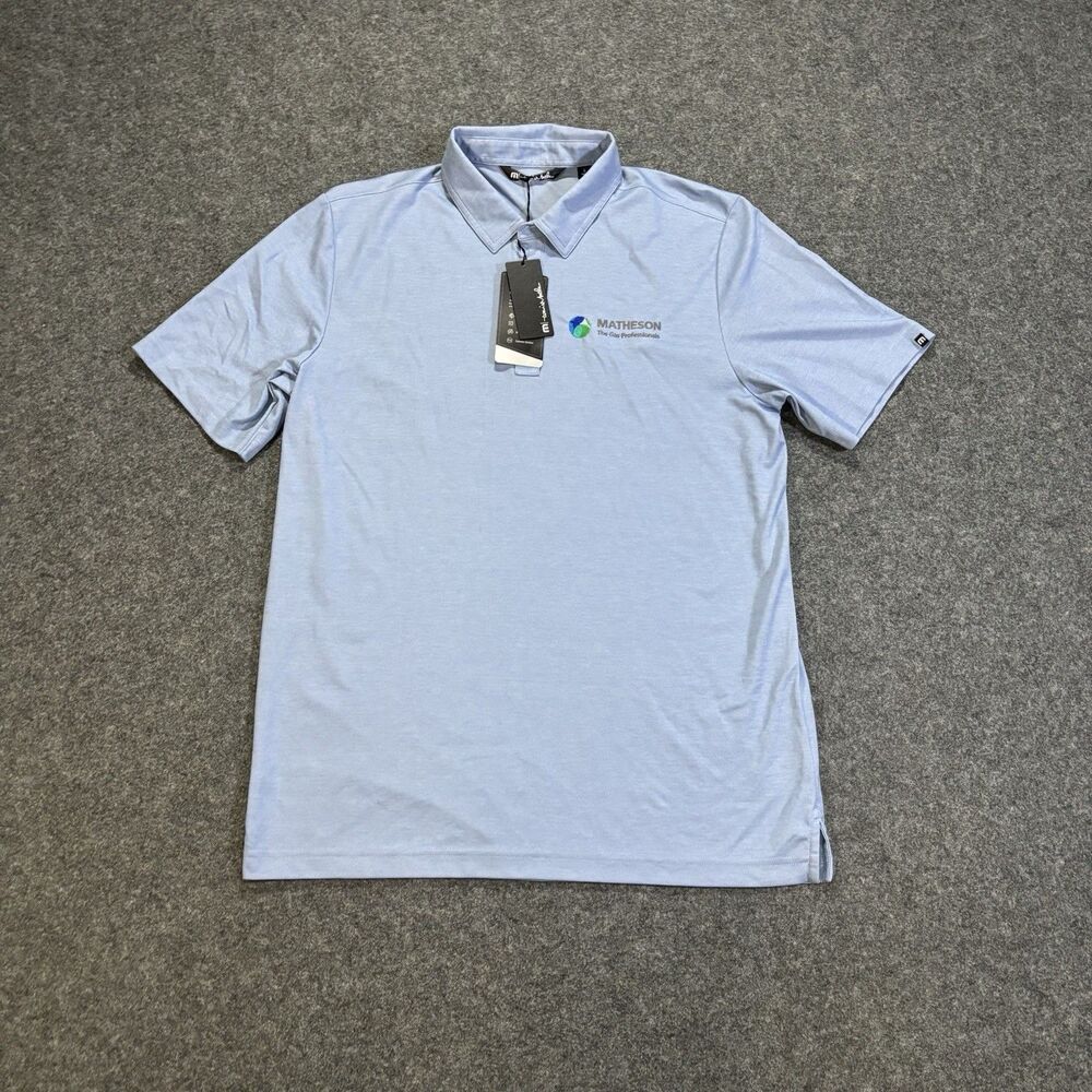 Travis Mathew Polo Shirt Mens Large Cotton Blend Blue New Logo